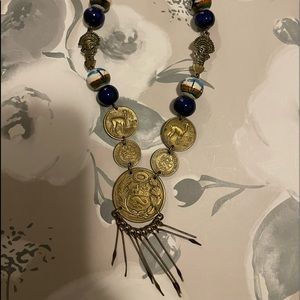 Vintage necklace made from beads and Peruvian coins